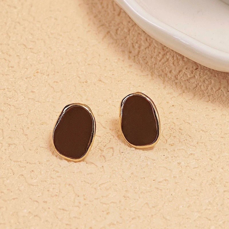 New Retro Simple Wine Red Black Resin Irregular Geometric Earrings French Elegant Fashion Exquisite Ear Wedding Jewelry Gift