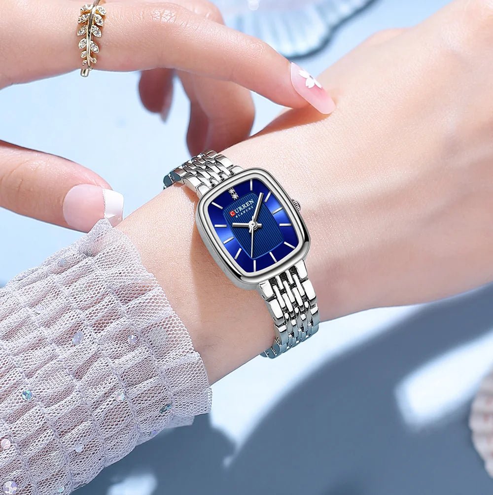 CURRN 9093 Luxury Women's New Square Quartz Watches Stainless Steel Ladies 3ATM Waterproof Wristwatch Original Watch for Women