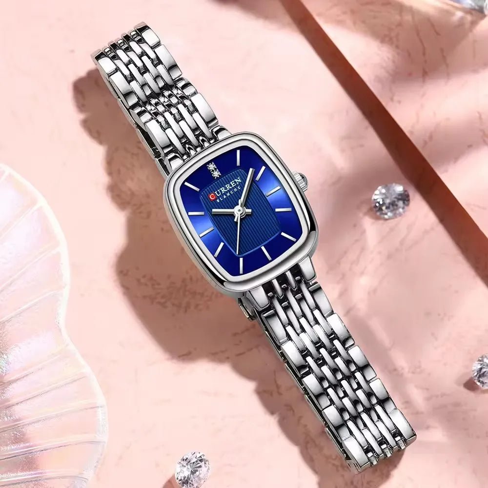 CURRN 9093 Luxury Women's New Square Quartz Watches Stainless Steel Ladies 3ATM Waterproof Wristwatch Original Watch for Women