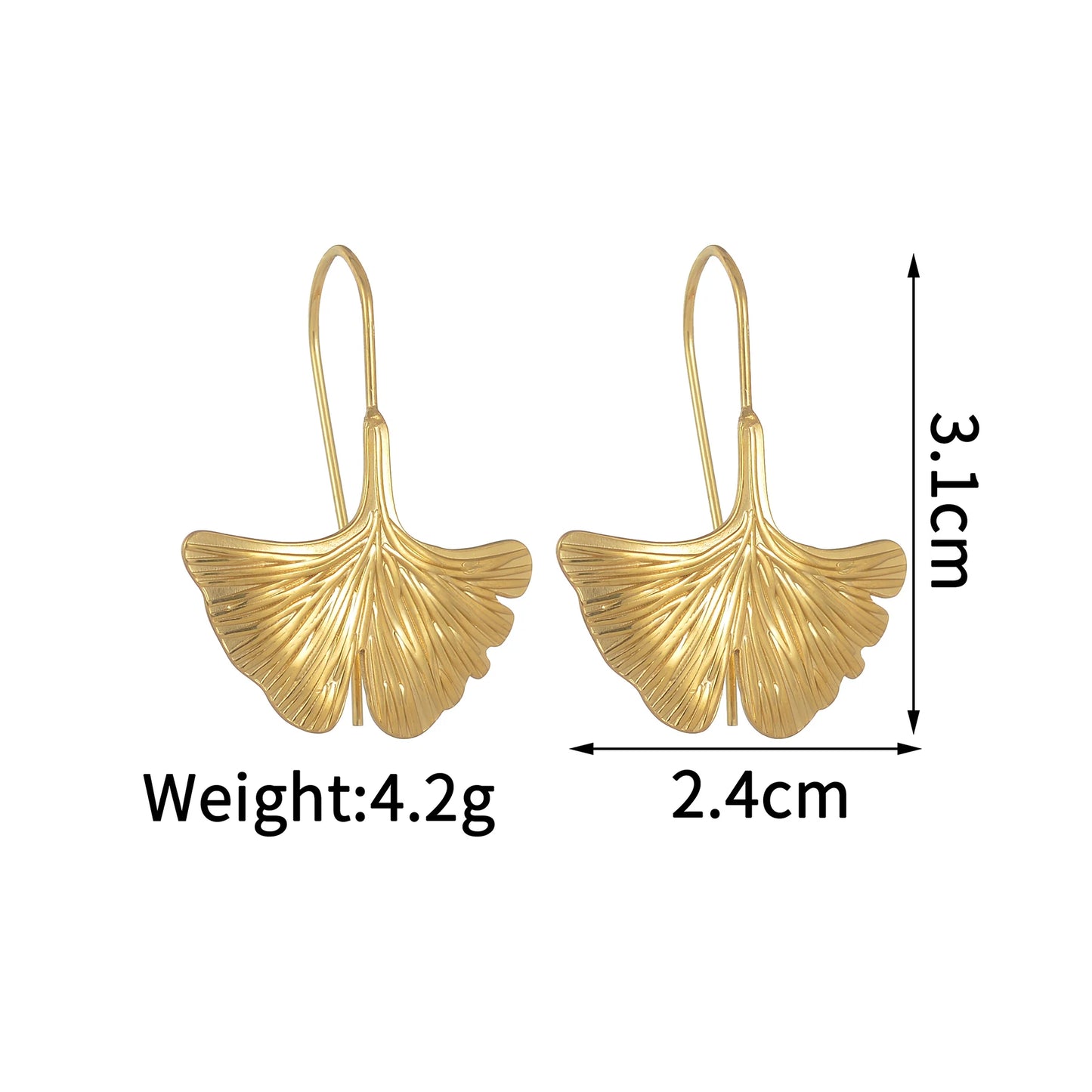 Fashion Gold-plated Stainless Steel Women Earrings Exquisite Ginkgo Leaf Design Waterproof Jewelry Earrings Daily Party Gifts