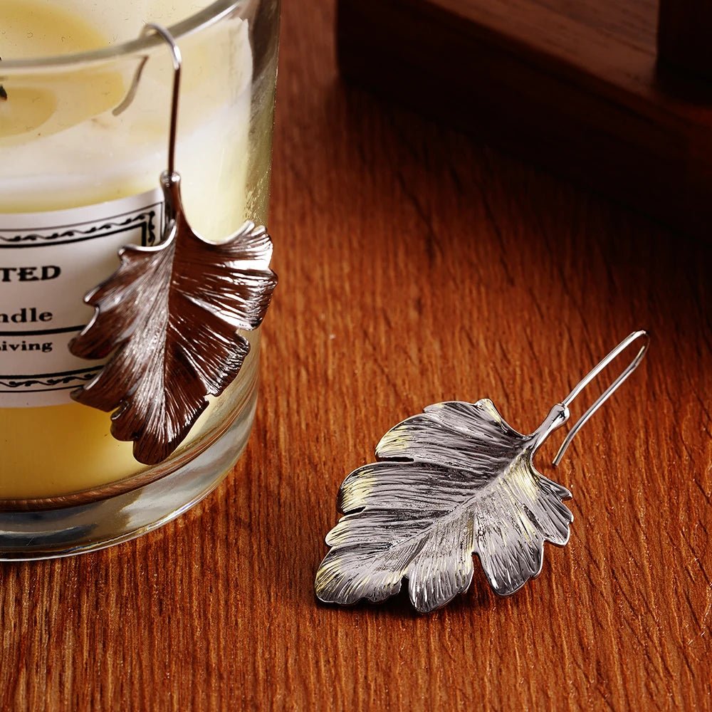 Stainless Steel Earrings Ginkgo Leaf Shape Female Earrings Unique Design Bohemian Style Banquet Wear Accessories