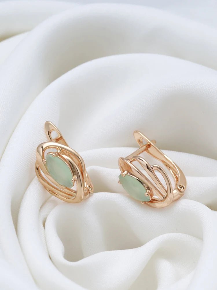 2022 New Marquis Eye Fog Green Zircon Earrings for Women Hollow Geometric Fashion Jewelry Party Wedding Female Glamour Earrings