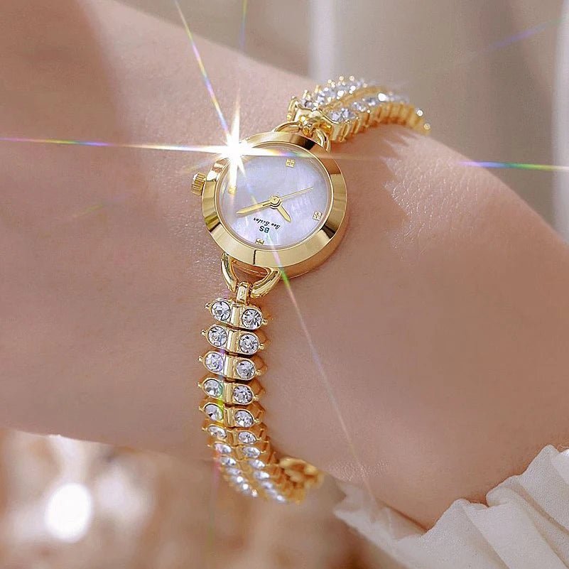 Bee Sister Watch Luxury Gold Small Chain Quartz Watches for Woman Hand Clock With Diamonds