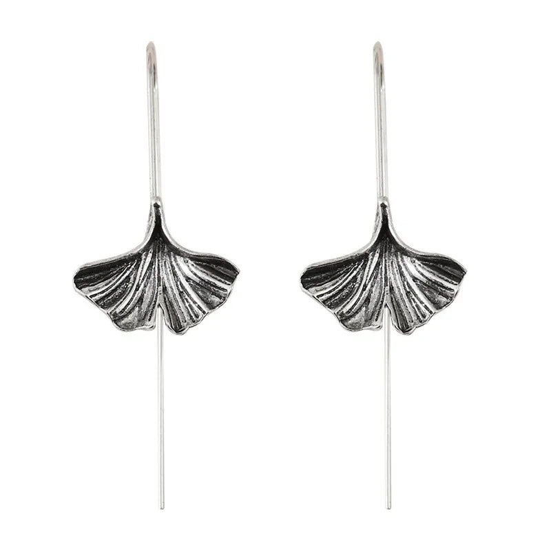 Personalized Ginkgo Leaf Design Simple Plant Ears Perforated Eardrops Versatile Earrings Jewelry Gifts Giving To Friends
