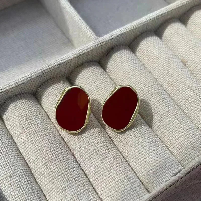 Black Color Bean Irregular Geometry Stud Earring for Women Korean Style Jewelry Brincos Wedding Girl Gift