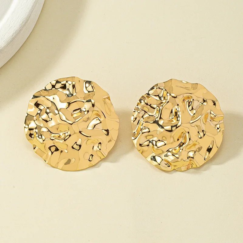 Simple Smooth Pleated Irregular Metal Earrings For Women OL Sporty Holiday Fashion Jewelry Ear Accessories E345