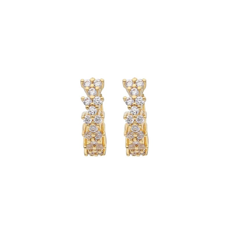 Gold Plated Hoop Earrings Leaf Piercings