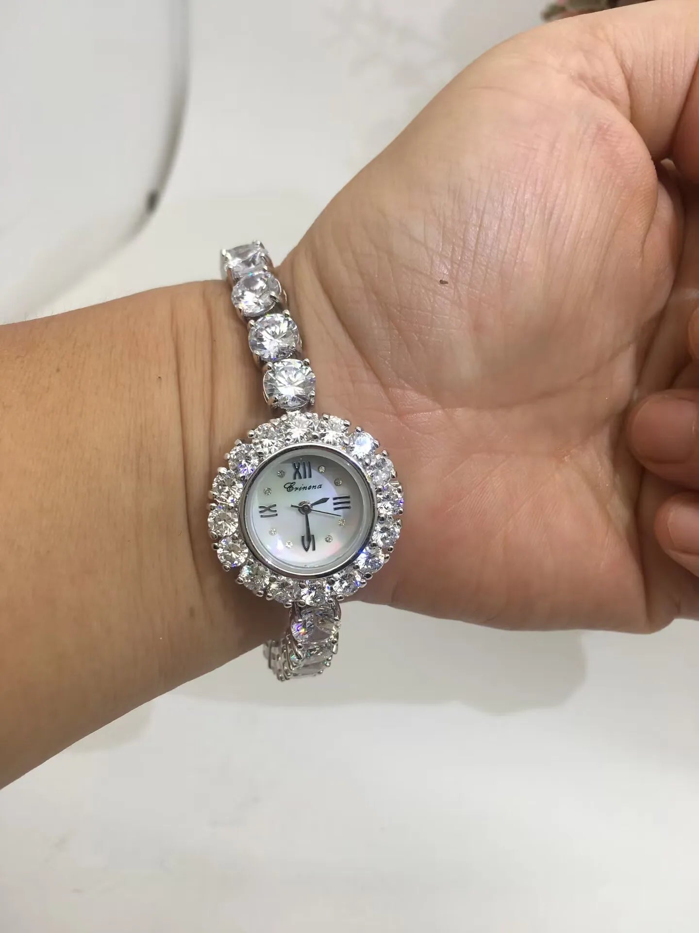jankelly  Qualtiy AAA Zircon Elements Leaf Austrian Crystal Bracelet Watch for Wedding Party Fashion Jewelry Made with Wholesale