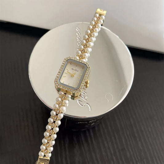 Luxury Pearl Studded Strap Women Watch Ladies Gift Bracelet Watches Fashion Quartz Wristwatches Dropshipping Relojes Para Mujer