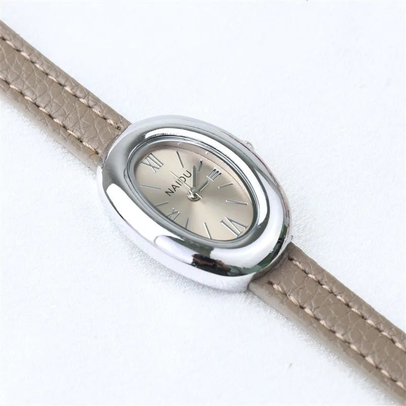 2025 New Oval Beautiful Ladies Watches for Women Girl Simple Leather and Stainless Steel bracelet acier inoxydables
