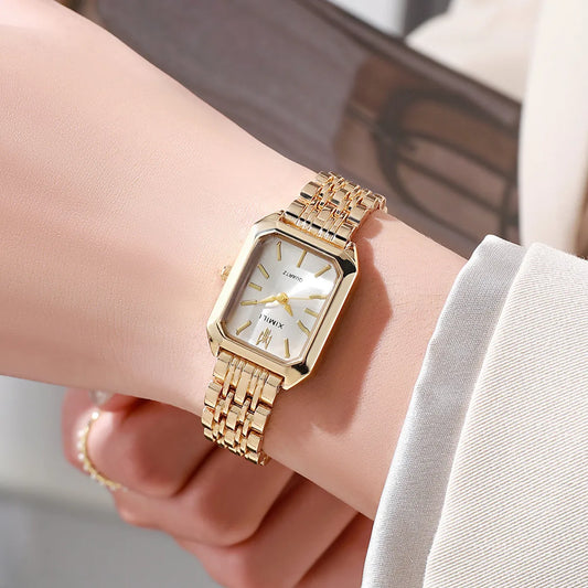 Brand Women Stainless Steel Strap Quartz Watch Square Dial Casual Fashion Wristwatch Reloj Mujer Montre Femme Relogio Feminino
