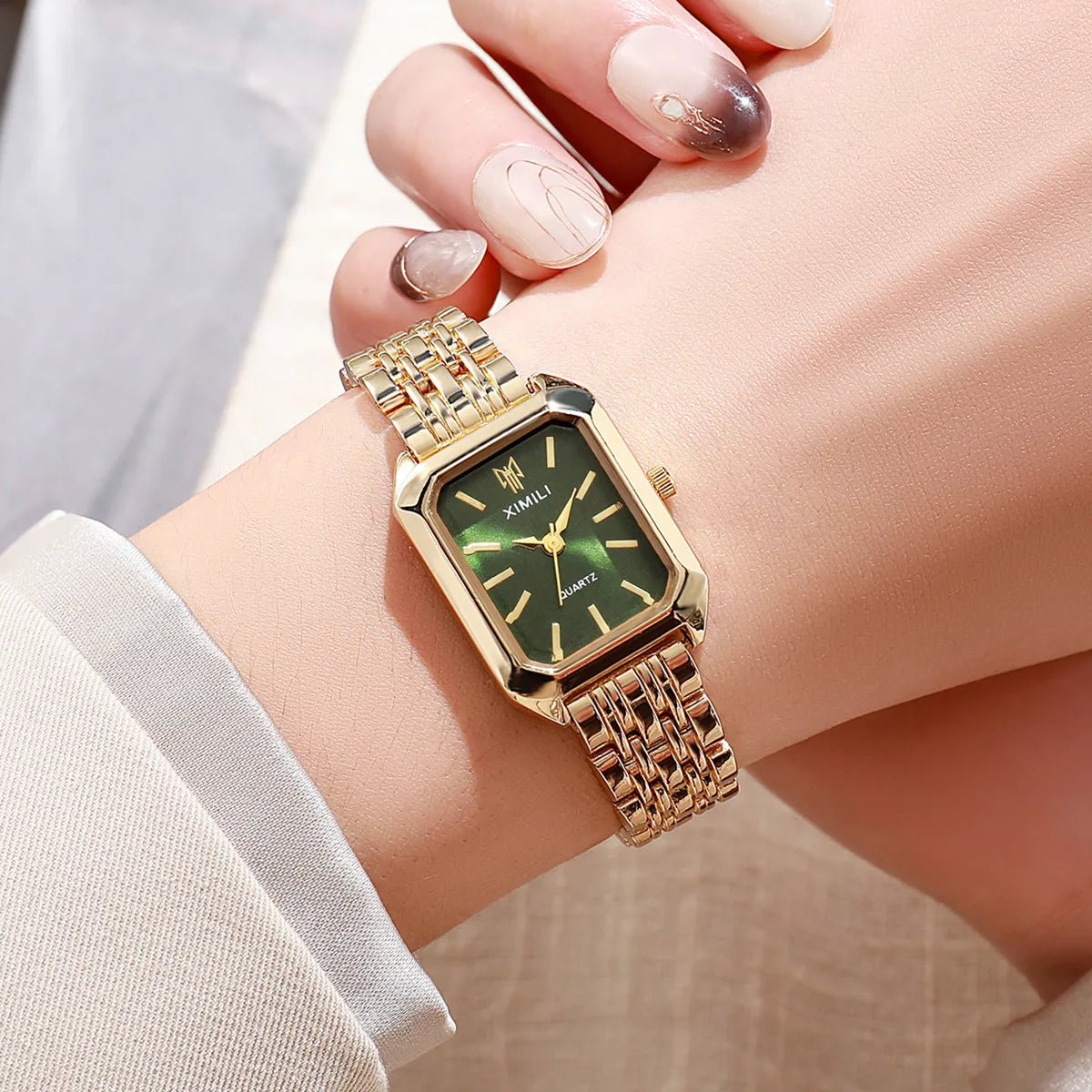 Brand Women Stainless Steel Strap Quartz Watch Square Dial Casual Fashion Wristwatch Reloj Mujer Montre Femme Relogio Feminino