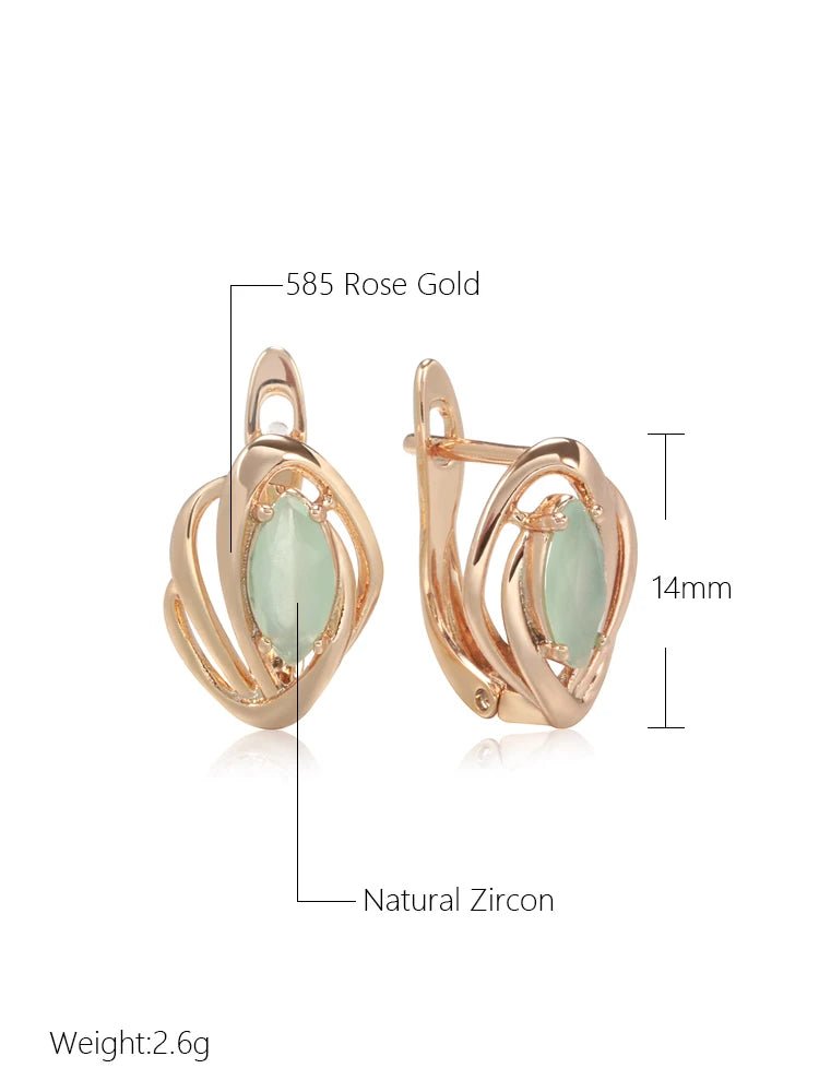 2022 New Marquis Eye Fog Green Zircon Earrings for Women Hollow Geometric Fashion Jewelry Party Wedding Female Glamour Earrings