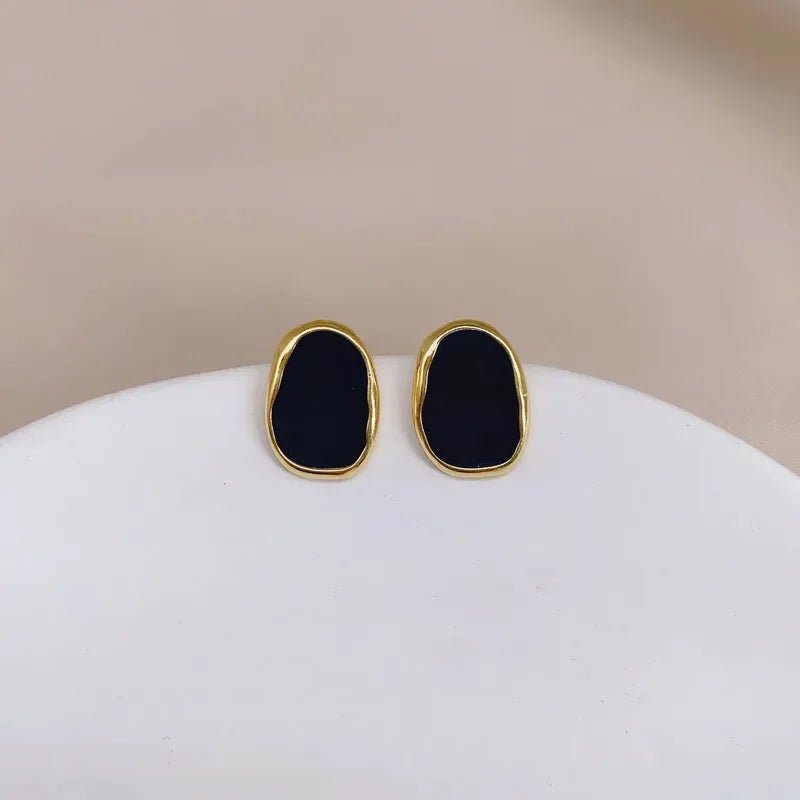 Black Color Bean Irregular Geometry Stud Earring for Women Korean Style Jewelry Brincos Wedding Girl Gift