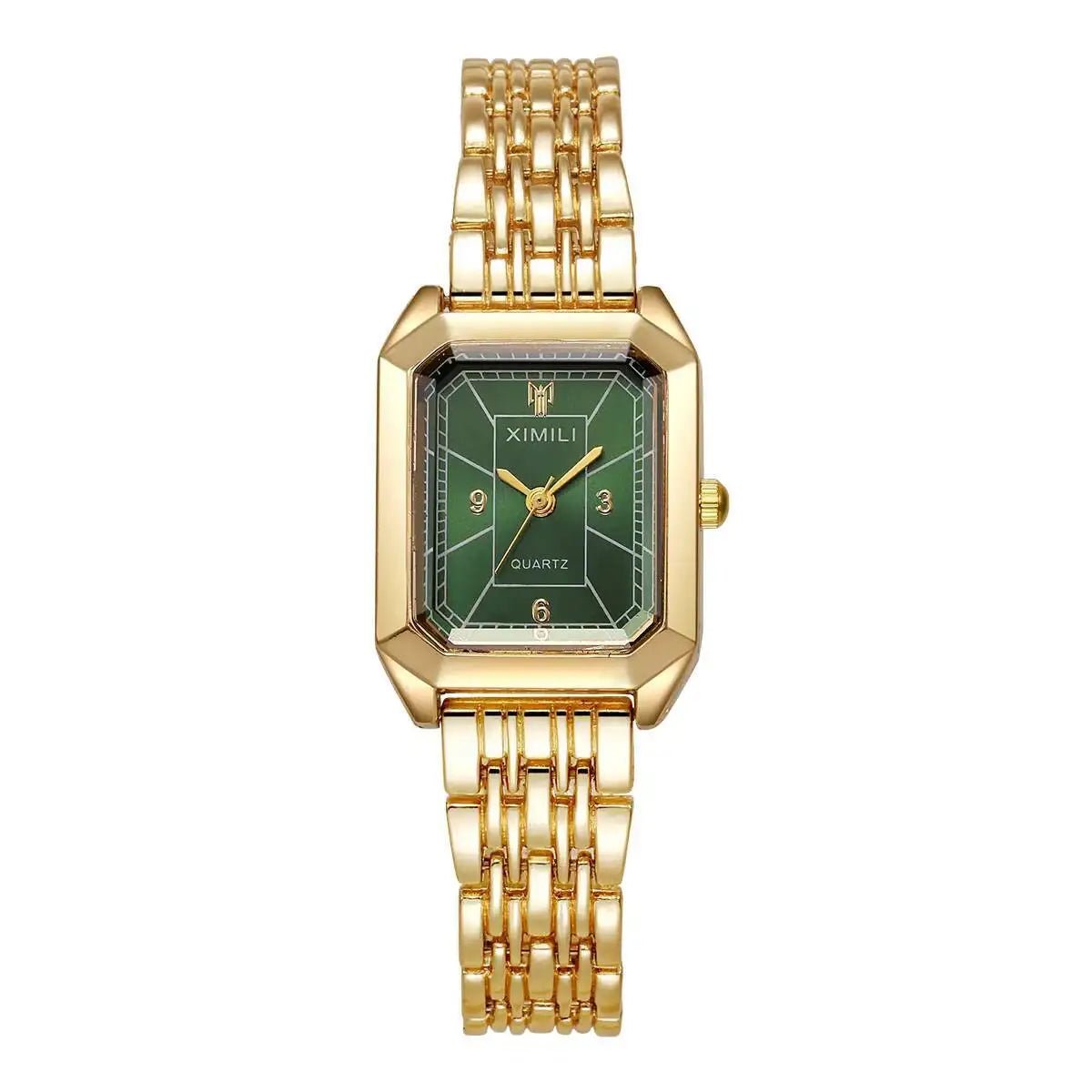 Fashion Rectangle Women Watches Luxury Stainless Steel Strap Quartz Wristwatch Girls Clock Gift