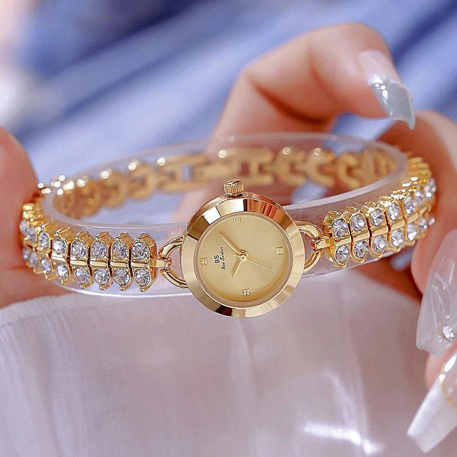 Bee Sister Watch Luxury Gold Small Chain Quartz Watches for Woman Hand Clock With Diamonds