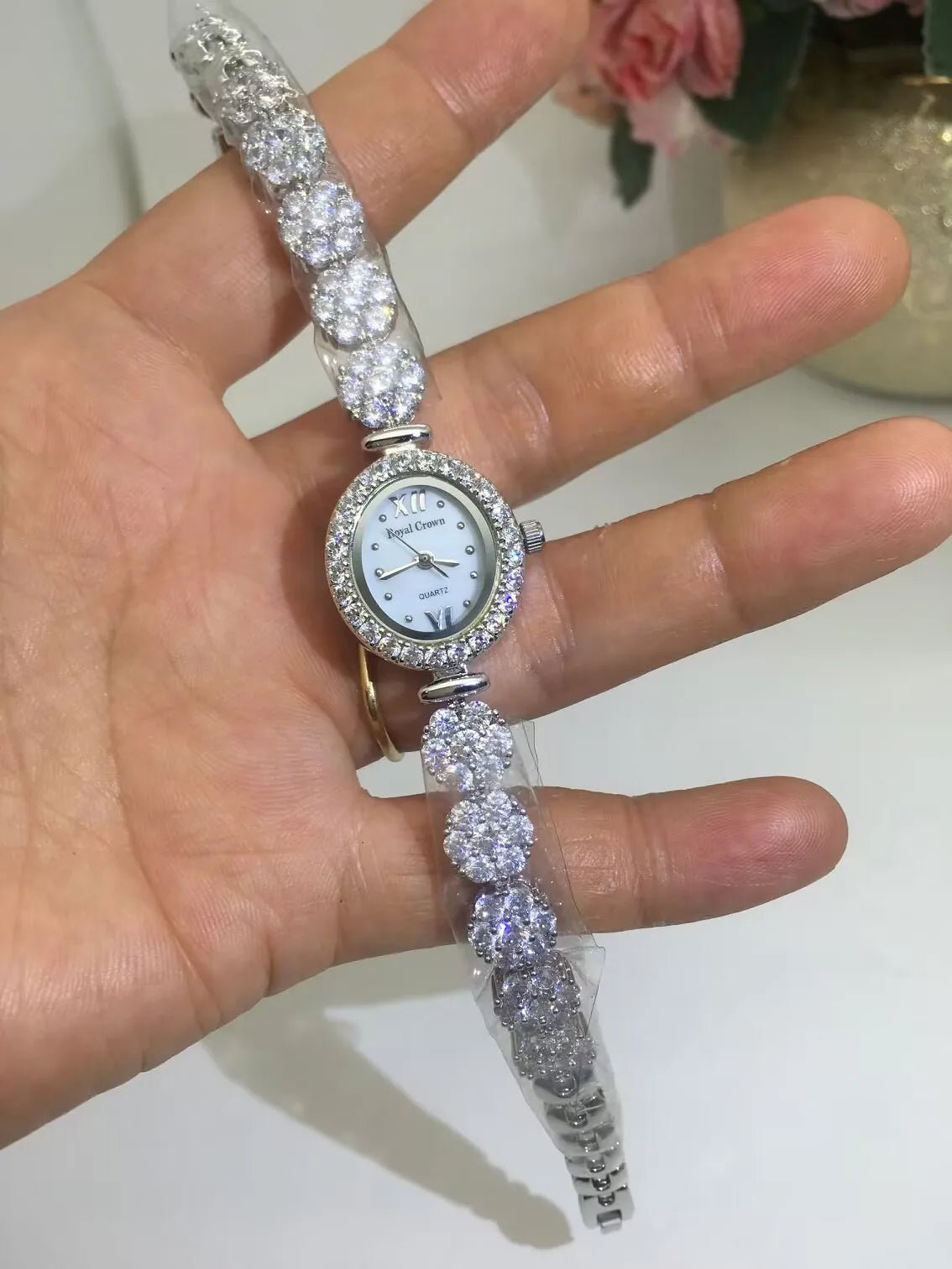 jankelly  Qualtiy AAA Zircon Elements Leaf Austrian Crystal Bracelet Watch for Wedding Party Fashion Jewelry Made with Wholesale