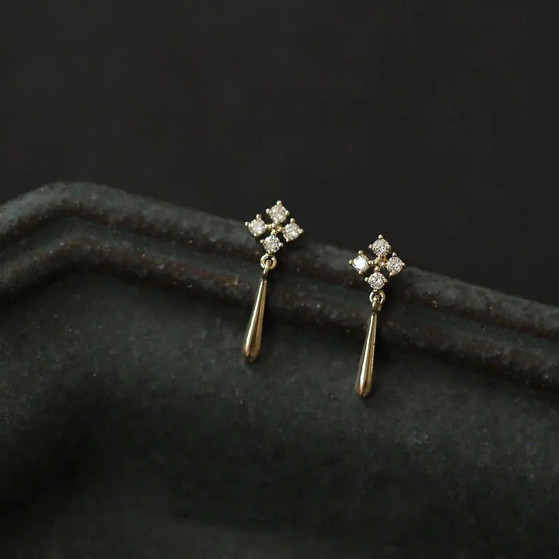 925 Silver Needle Simple Snowflake Stud Earrings Crystal Water Drop Tassel Earrings Gold-plated Jewelry wholesale