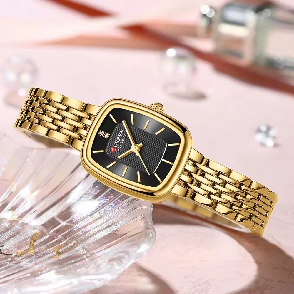 CURRN 9093 Luxury Women's New Square Quartz Watches Stainless Steel Ladies 3ATM Waterproof Wristwatch Original Watch for Women