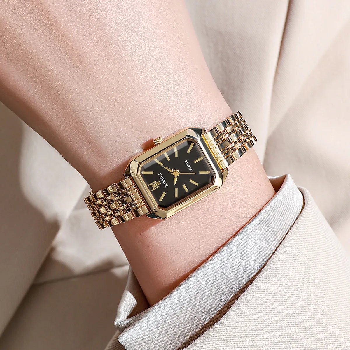 Brand Women Stainless Steel Strap Quartz Watch Square Dial Casual Fashion Wristwatch Reloj Mujer Montre Femme Relogio Feminino