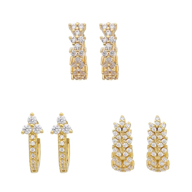 Gold Plated Hoop Earrings Leaf Piercings