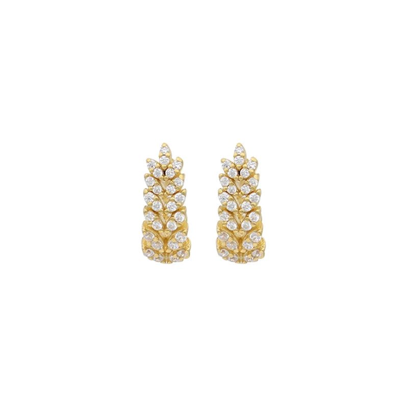 Gold Plated Hoop Earrings Leaf Piercings