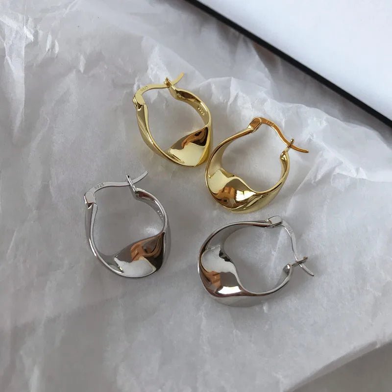 925 Silver Needle HipHop Piercing Hoop Earrings for Women Girls Punk Ear Party Wedding Jewelry Gift eh114