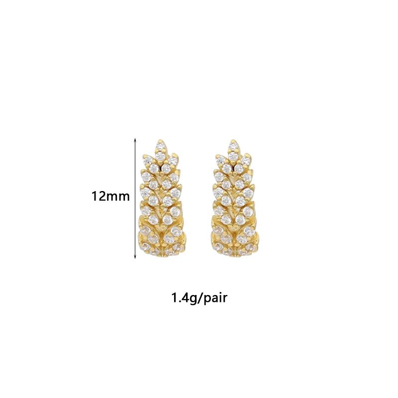 Gold Plated Hoop Earrings Leaf Piercings