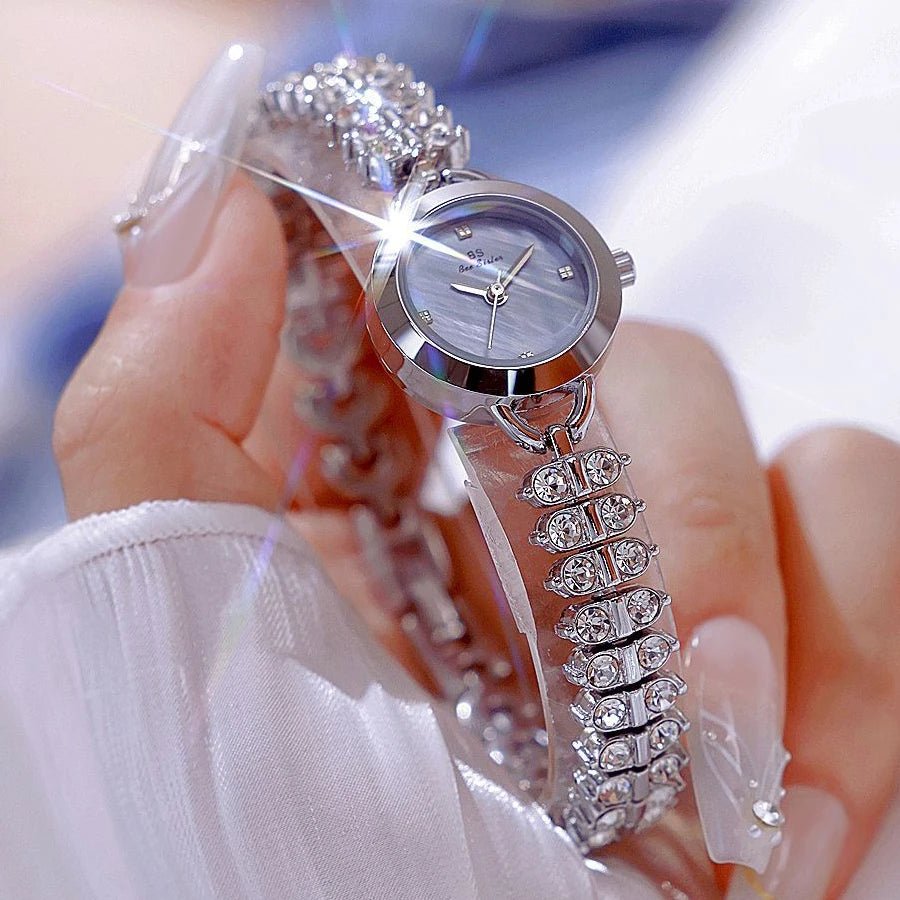 Bee Sister Watch Luxury Gold Small Chain Quartz Watches for Woman Hand Clock With Diamonds