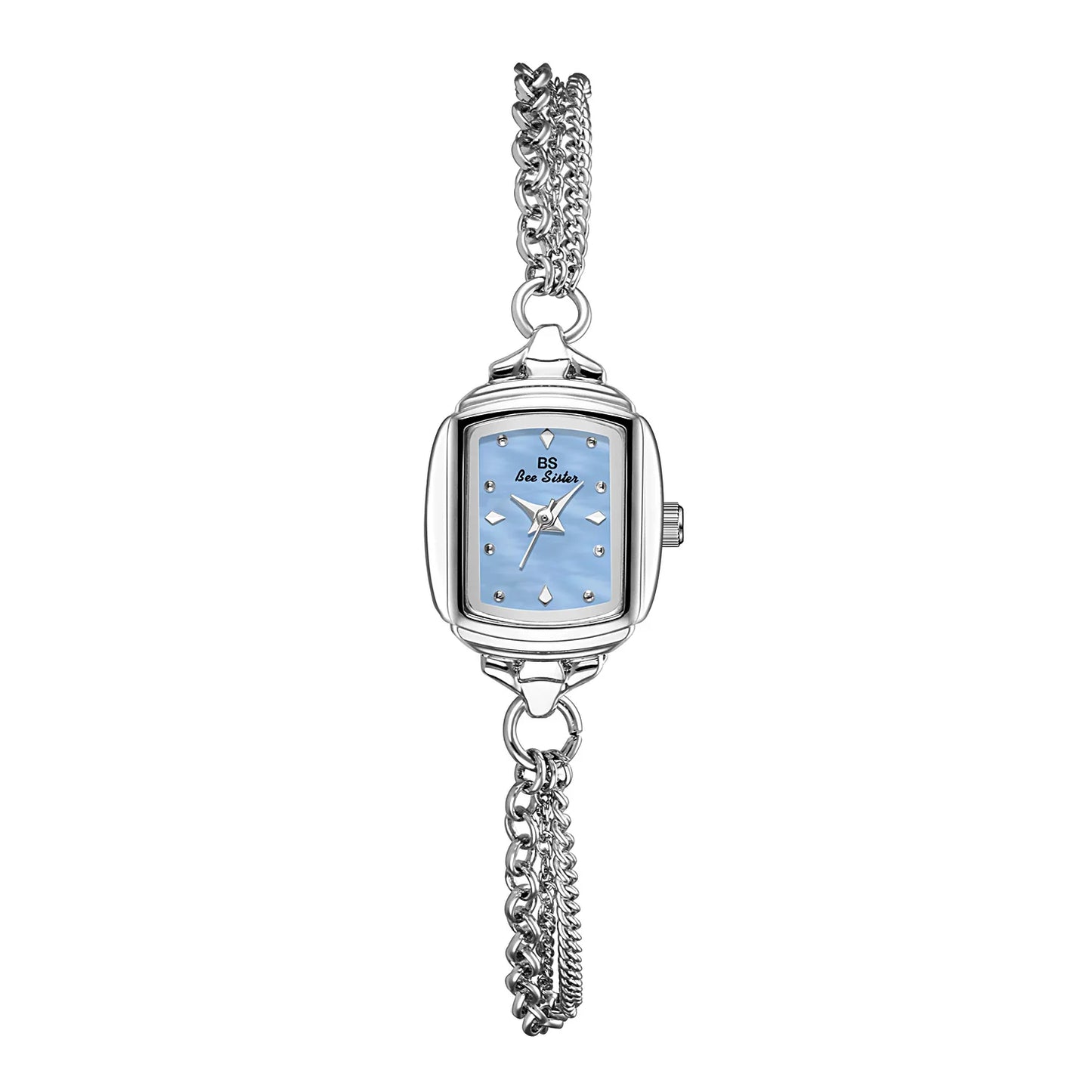 New Female Watches Simple Light Blue Bracelet Small Watch For Women Original Silver Quartz Clock Gift