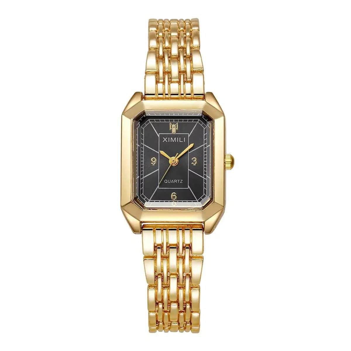 Fashion Rectangle Women Watches Luxury Stainless Steel Strap Quartz Wristwatch Girls Clock Gift