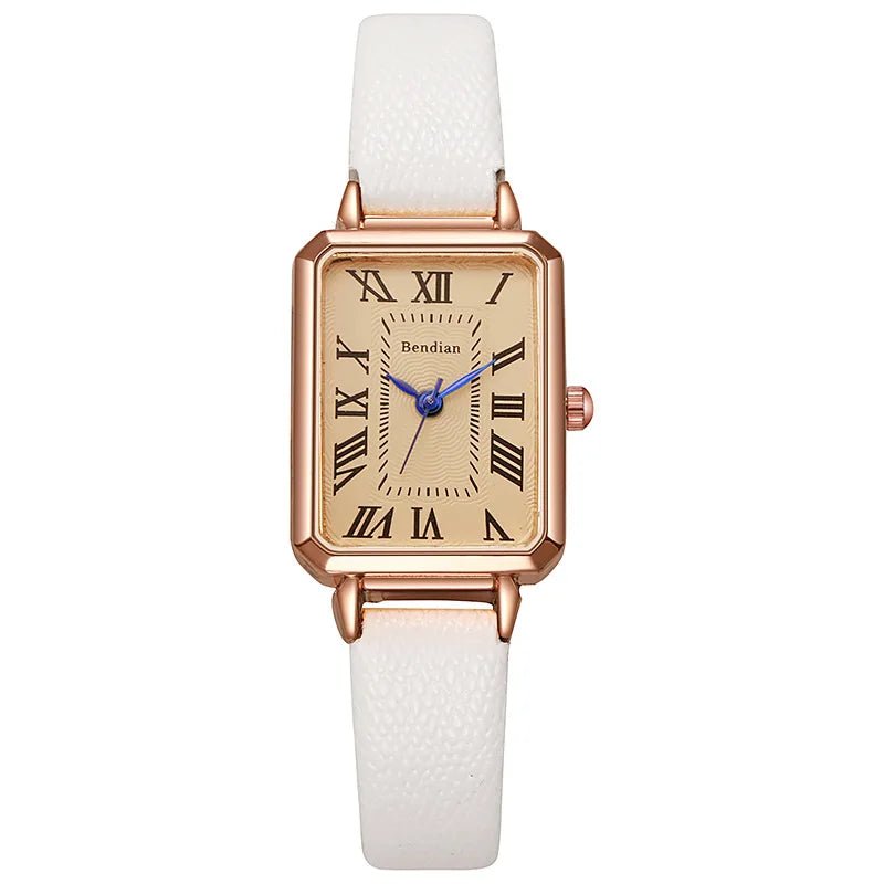 Luxury Gold Plated Ladies Quartz Watch Square Stainless Steel Business Women Fashion Watch Simple Scale Folding Clock
