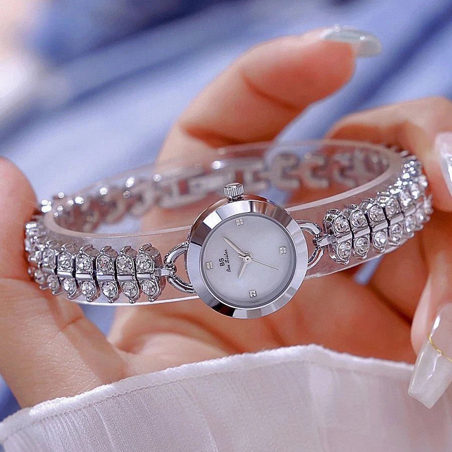 Bee Sister Watch Luxury Gold Small Chain Quartz Watches for Woman Hand Clock With Diamonds