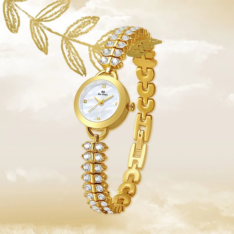 Bee Sister Watch Luxury Gold Small Chain Quartz Watches for Woman Hand Clock With Diamonds