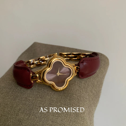 New belt women's watch flower dial fashionable light luxury bracelet, gift for girlfriend, party jewelry