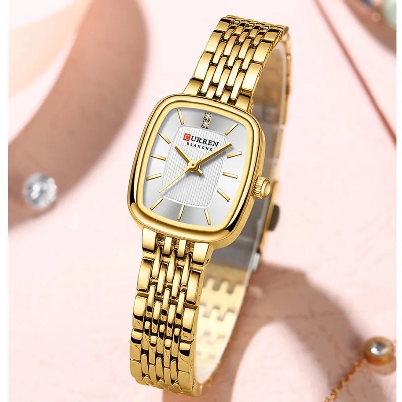 CURRN 9093 Luxury Women's New Square Quartz Watches Stainless Steel Ladies 3ATM Waterproof Wristwatch Original Watch for Women