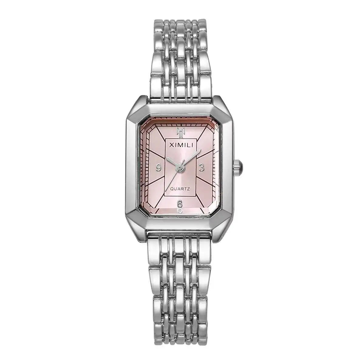 Fashion Rectangle Women Watches Luxury Stainless Steel Strap Quartz Wristwatch Girls Clock Gift