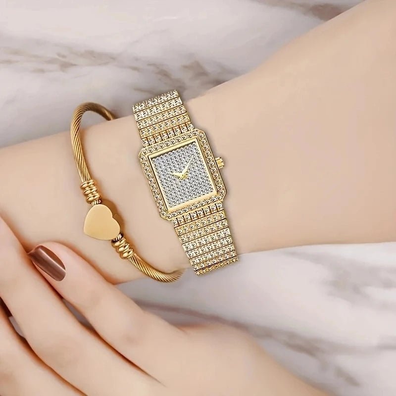Diamond Women Watches Gold Watch Ladies Wrist Watches Luxury Brand Rhinestone Womens Bracelet Watches Female Relogio Feminino