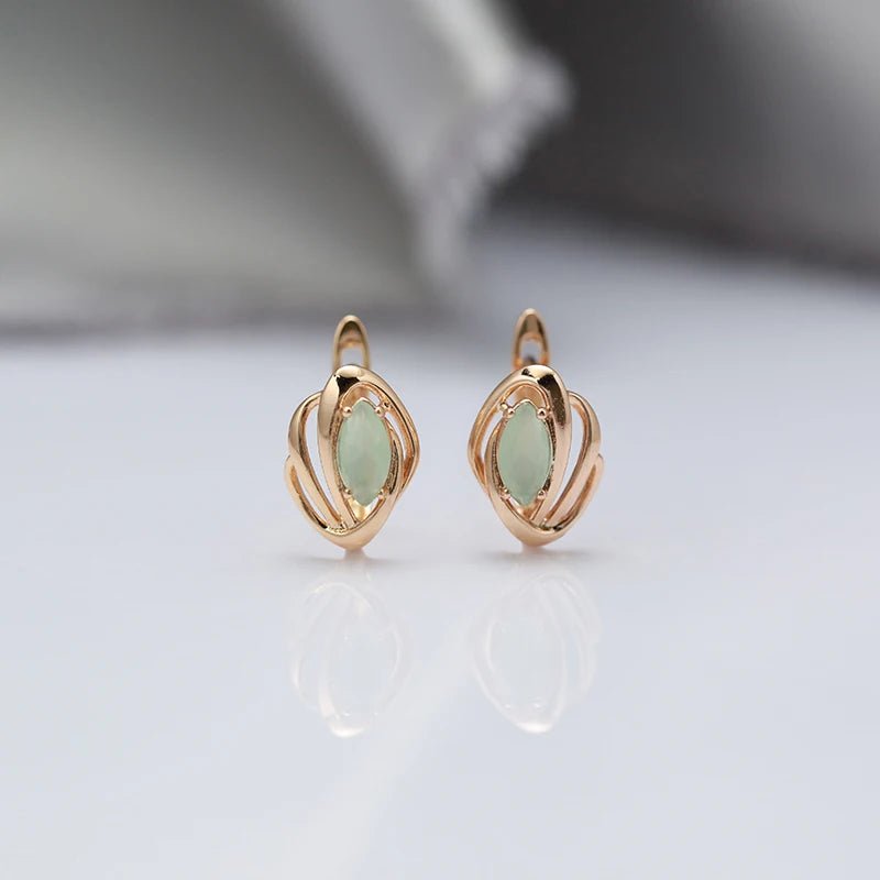 2022 New Marquis Eye Fog Green Zircon Earrings for Women Hollow Geometric Fashion Jewelry Party Wedding Female Glamour Earrings