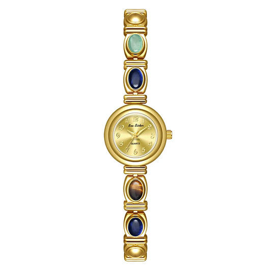 Luxury Vintage Woman Watch Colorful Jewelry Jade Fashion Small Dial Ladies Quartz Wristwatch Clock Gift Exquisite Dress Watch